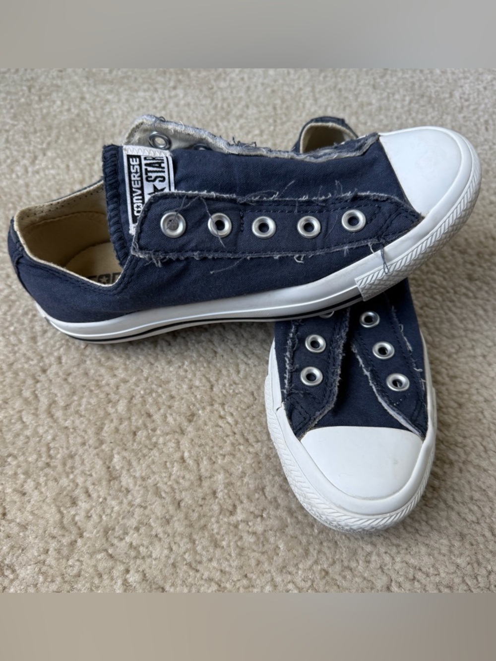 Converse Kids Slip-On Low Top Sneakers - Navy Blue & White